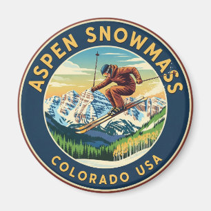 Colorado Aspen Snowmass Skier Skiing Magnet