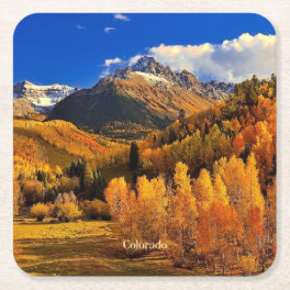 Colorado autumn square paper coaster