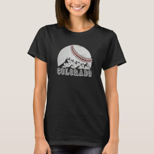 Colorado Baseball Skyline Colorado Cityscape Retro T-Shirt