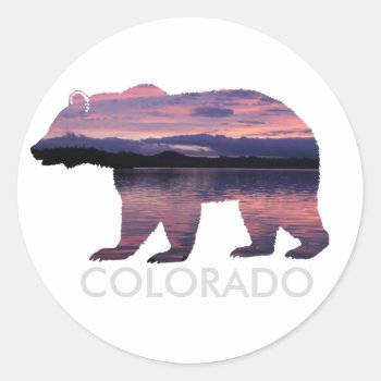 Colorado Bear | Sunset | Circle Sticker by RedefinedDesigns at Zazzle