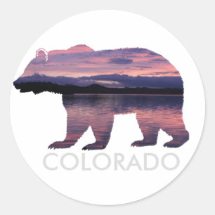 Colorado Bear Sunset Circle Sticker