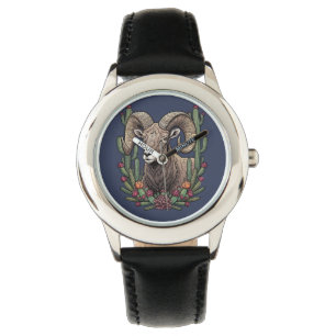 Colorado Bighorn Sheep And Claret Cup Cactus Watch