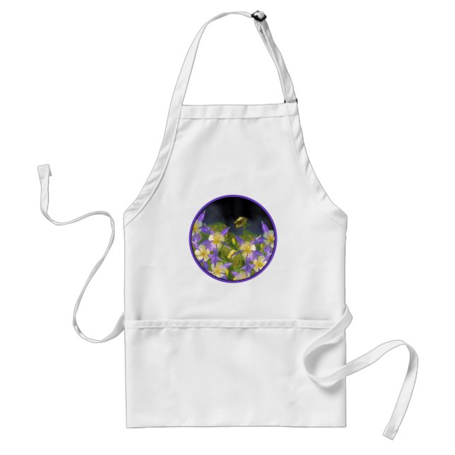 Colorado Blue Columbine Painting - Original Art Adult Apron (Front)