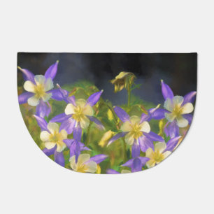 Colorado Blue Columbine Painting - Original Art Doormat