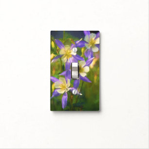 Colorado Blue Columbine Painting - Original Art Light Switch Cover
