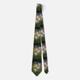 Colorado Blue Columbine Painting - Original Art Neck Tie