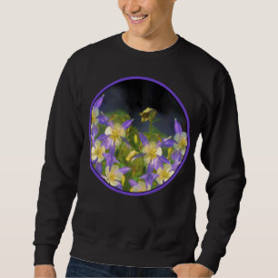 Colorado Blue Columbine Painting - Original Art Sweatshirt
