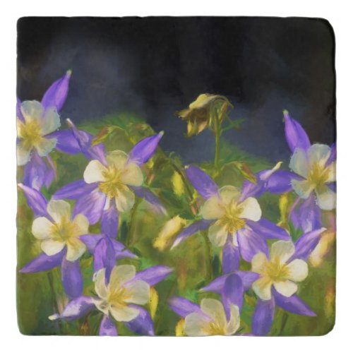 Colorado Blue Columbine Painting _ Original Art Trivet