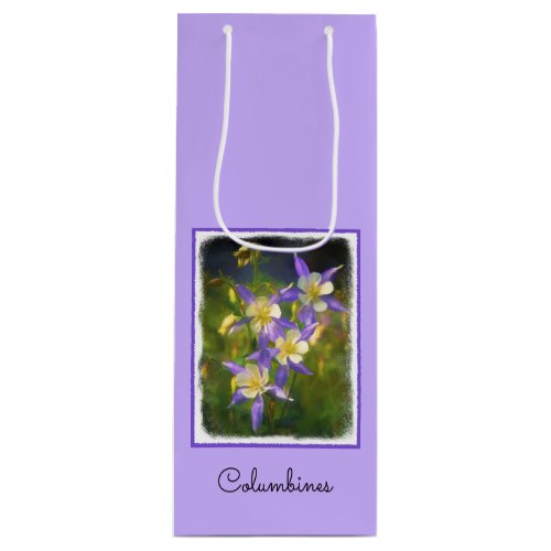 Colorado Blue Columbine Painting _ Original Art Wine Gift Bag