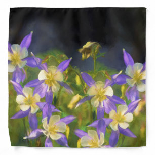 Colorado Blue Columbines Painting Original Art Bandana