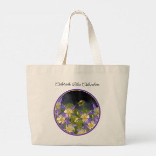 Colorado Blue Columbines Painting Original Art Large Tote Bag