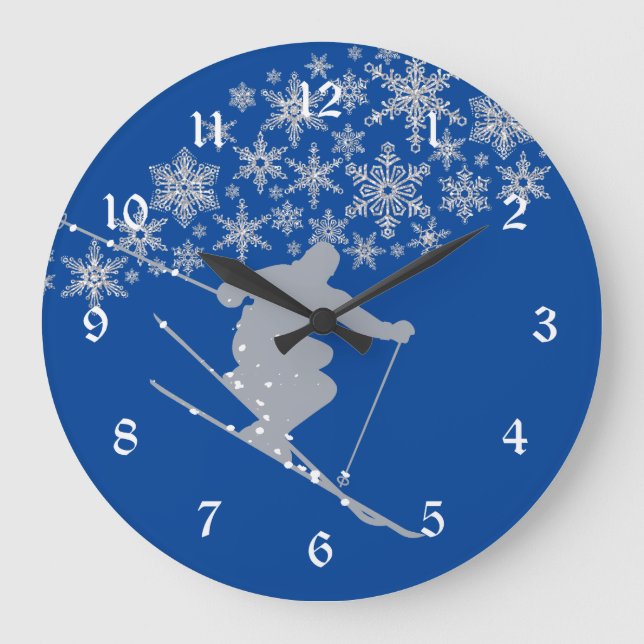 Colorado Blue Snow Ski Large Clock (Front)