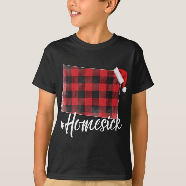 Colorado Buffalo Plaid #Homesick Christmas Santa H T-Shirt (Front)