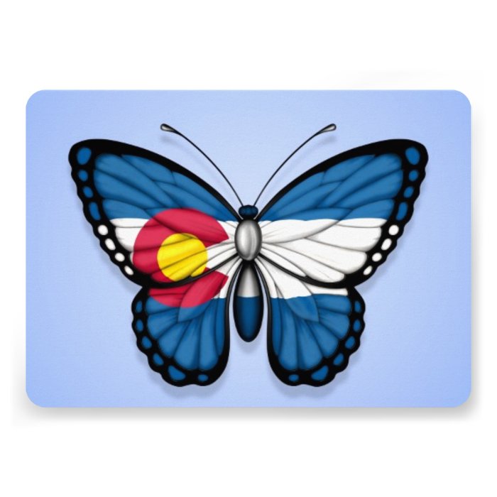 Colorado Butterfly Flag on Blue Personalized Announcement