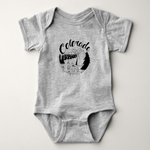 Colorado Camping Ink Drawing Baby Bodysuit