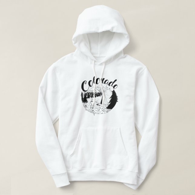Colorado Camping Ink Drawing Hoodie (Design Front)