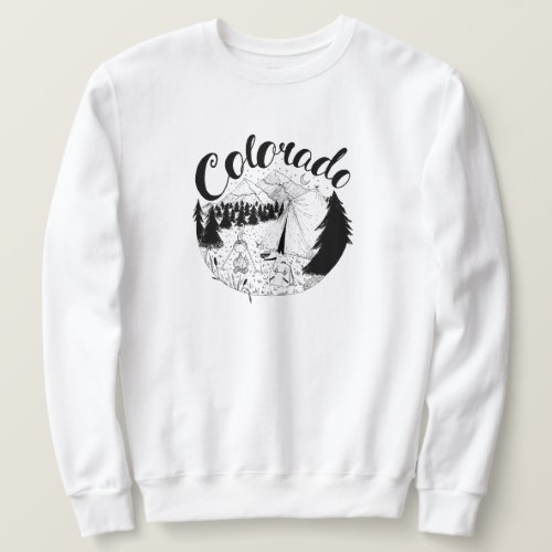 Colorado Camping Ink Drawing Sweatshirt