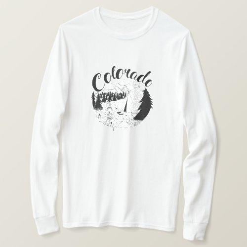 Colorado Camping Ink Drawing T_Shirt