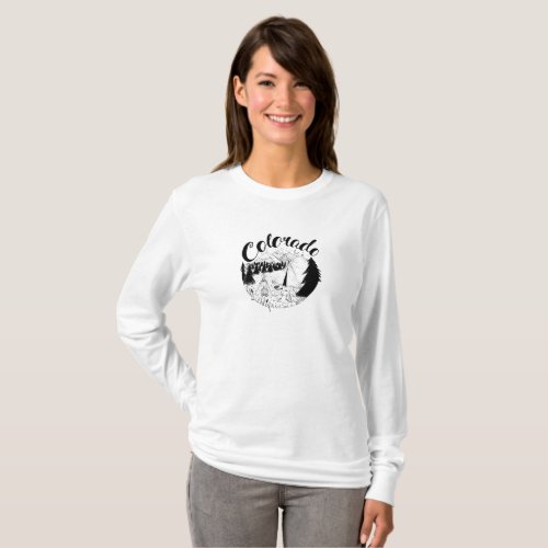 Colorado Camping Ink Drawing T_Shirt