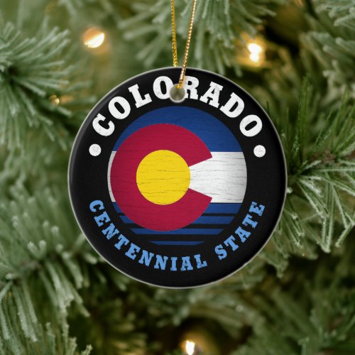 COLORADO CENTENNIAL STATE FLAG CERAMIC ORNAMENT