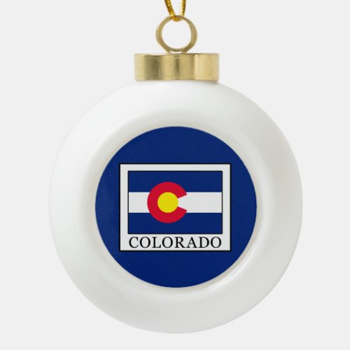 Colorado Ceramic Ball Christmas Ornament