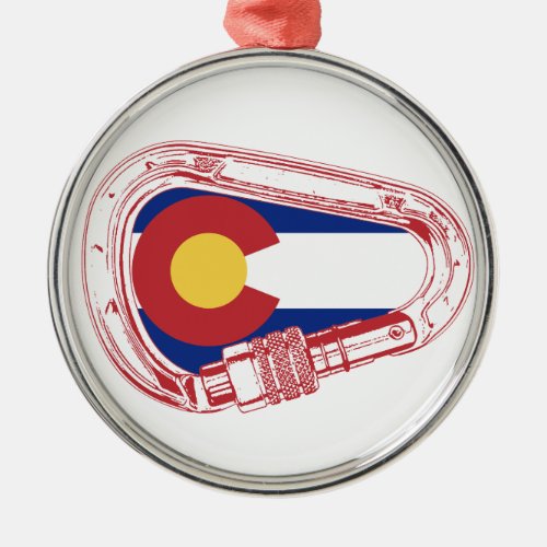 Colorado Climbing Carabiner Metal Ornament