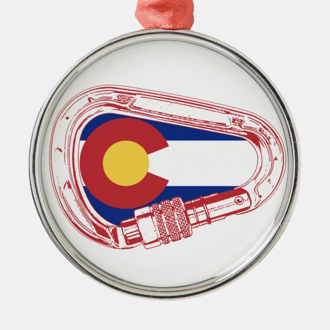 Colorado Climbing Carabiner Metal Ornament (Front)