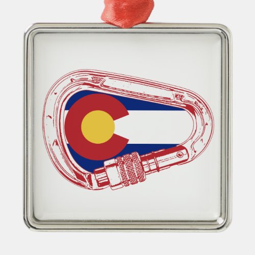 Colorado Climbing Carabiner Metal Ornament