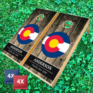 Colorado & Colorado Flag Rustic Wood / Family fun Cornhole Set