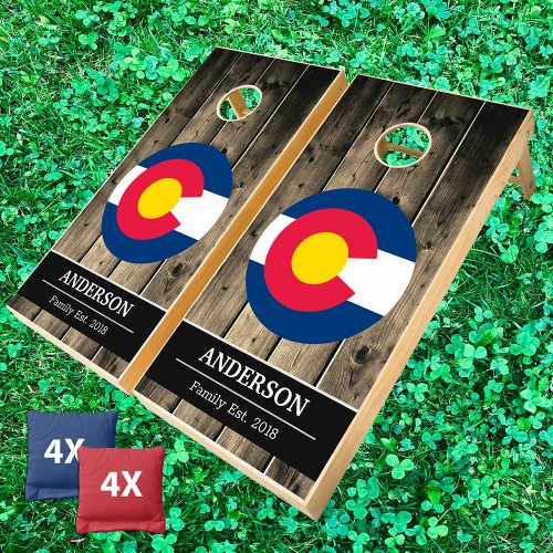 Colorado  Colorado Flag Rustic Wood  Family fun Cornhole Set