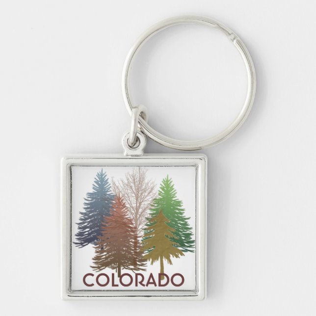 Colorado colorful trees keychain (Front)
