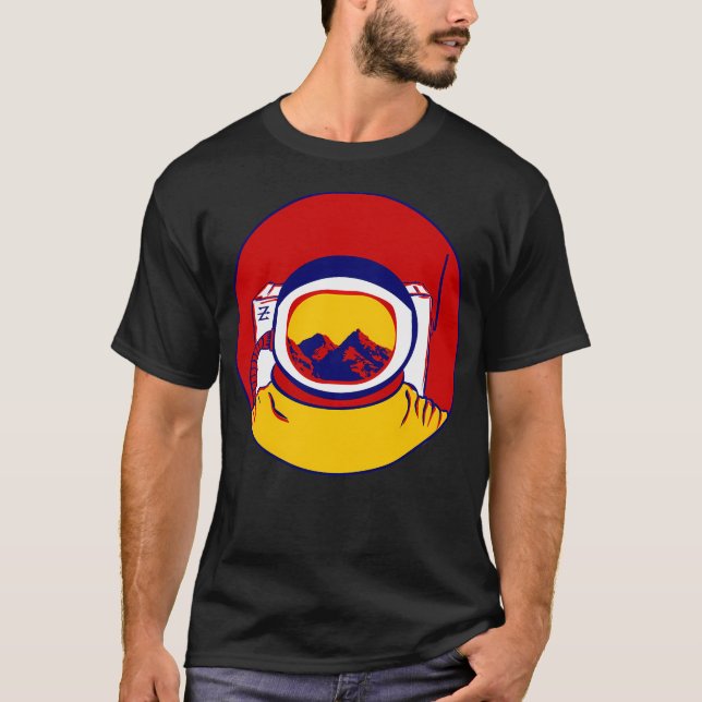 Colorado Colors Cartoon Astronaut T-Shirt (Front)