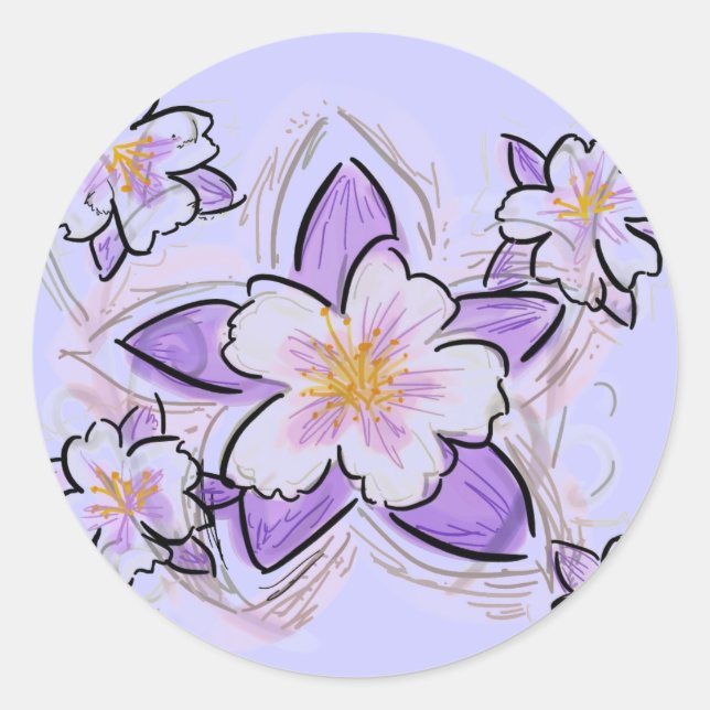Colorado columbine flowers stickers (Front)
