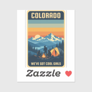 Colorado Cool Girls Camping Retro Sunset Sticker