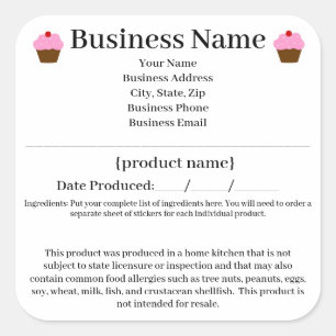 Colorado Cottage Food Law home bakery label