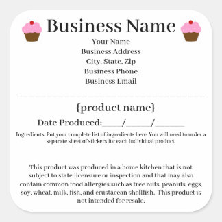 Colorado Cottage Food Law home bakery label