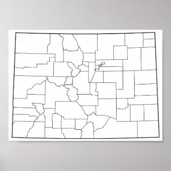 Colorado Counties Blank Outline Map Poster | Zazzle
