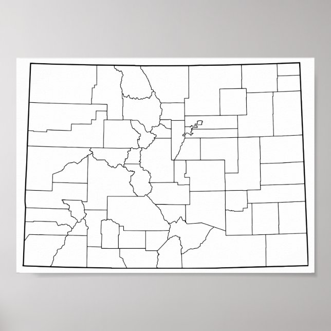 Colorado Counties Blank Outline Map Poster (Front)