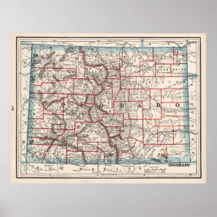 Colorado Counties Map (1893) Poster
