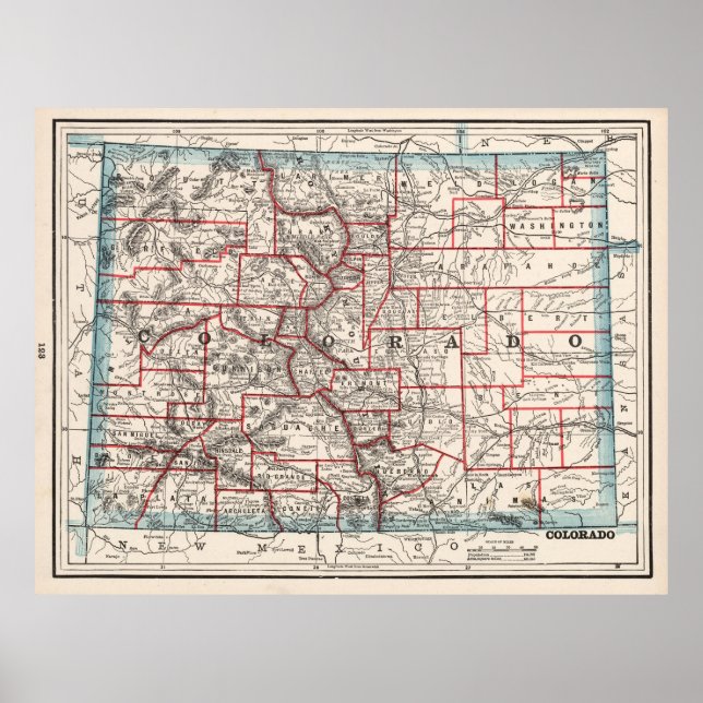 Colorado Counties Map (1893) Poster (Front)