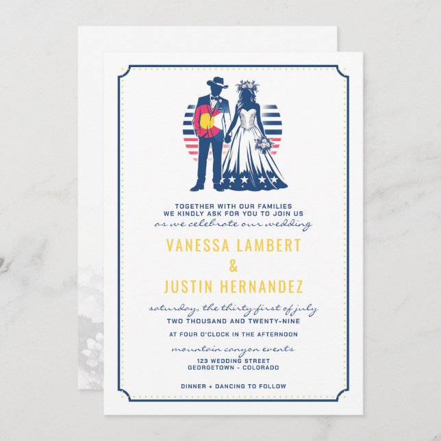 Colorado Couple Wedding Invitation with QR Code (Front/Back)