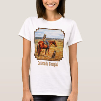 Colorado Cowgirl on Cattle Horse T-Shirt