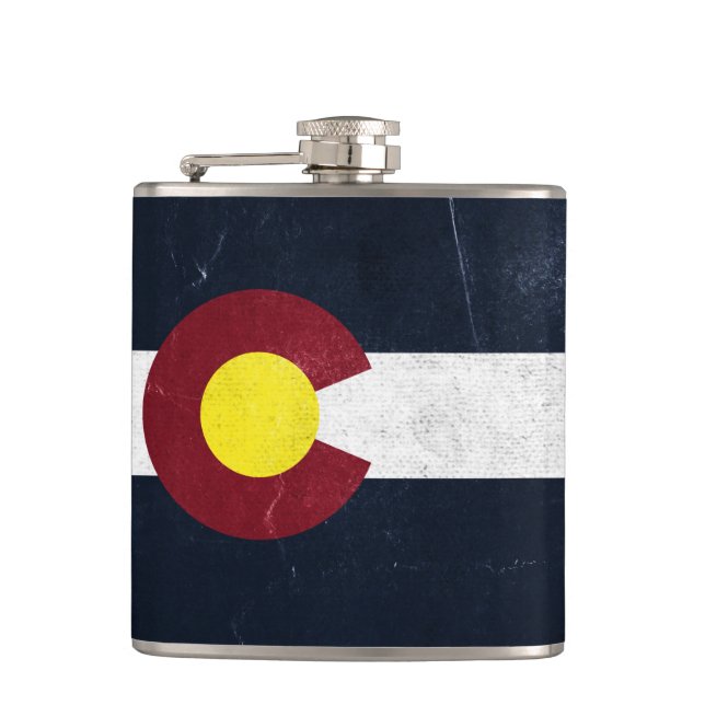 Colorado Dark Grunge Flag Flask (Front)