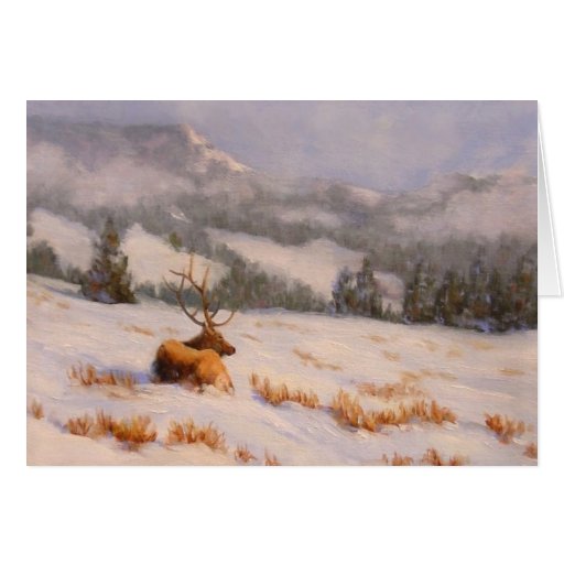 Colorado Elk Art Christmas Card | Zazzle