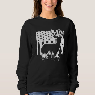 Colorado Elk Hunting State Map US Flag Patriotic H Sweatshirt