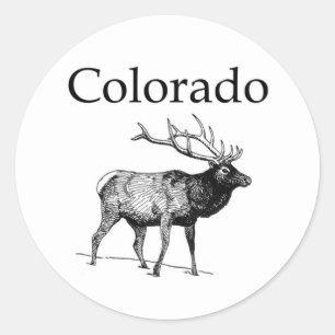 Colorado Elk (line art) Classic Round Sticker