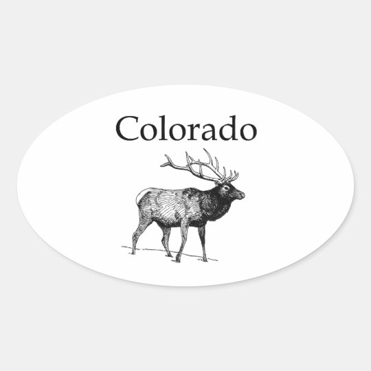 Colorado Elk (line art) Oval Sticker