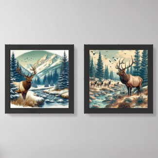  Colorado ELK Watercolor Seasonal AI  