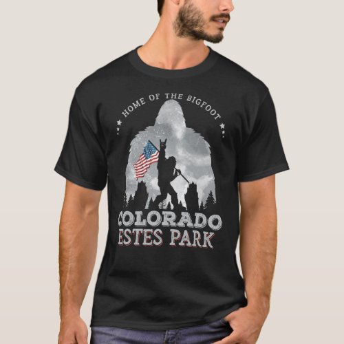 Colorado Estes Park Funny Bigfoot American Flag In T_Shirt