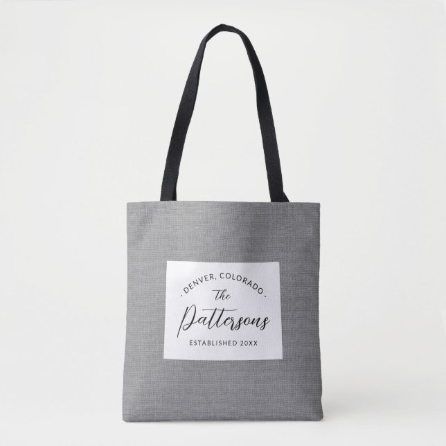 Colorado Family Monogram State Tote Bag (Front)